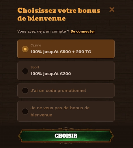 Sélectionnez votre bonus de bienvenue sur FatPirate Casino